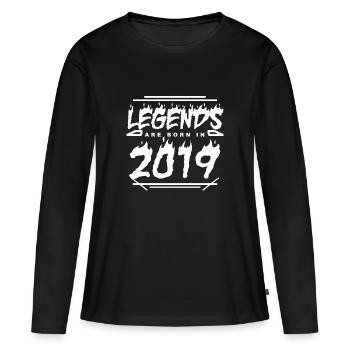 2019 - Jahrgang 2019 - Baujahr 2019 - Frauen Premium Bio Langarmshirt - Schwarz - Vorne - Julia (174cm)