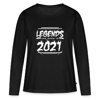 2021 - Année 2021 - Année 2021 - T-shirt manches longues Premium bio Femme - noir - Devant - Julia (174cm)