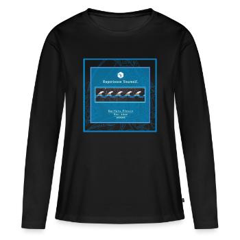 Surf Design Wellen Logo polynesisch - Frauen Premium Bio Langarmshirt - Schwarz - Vorne - Julia (174cm)