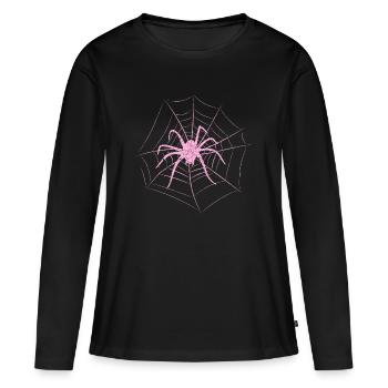 Spinne im Netz Halloween - Frauen Premium Bio Langarmshirt - Schwarz - Vorne - Julia (174cm)