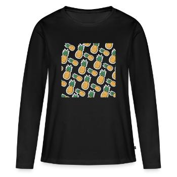 Leckere Ananas - Frauen Premium Bio Langarmshirt - Schwarz - Vorne - Julia (174cm)