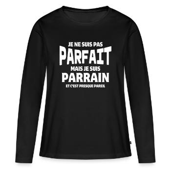 parrain, filleul, super parrain - T-shirt manches longues Premium bio Femme - noir - Devant - Julia (174cm)