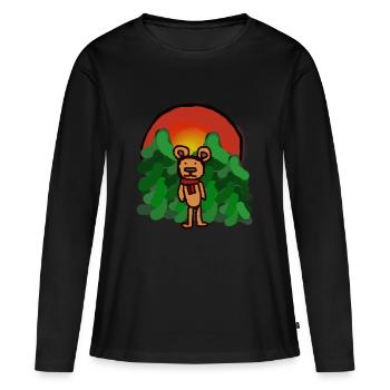 Habitant de la forêt, conte de fées, ours, seul, solitude, forêt - T-shirt manches longues Premium bio Femme - noir - Devant - Julia (174cm)
