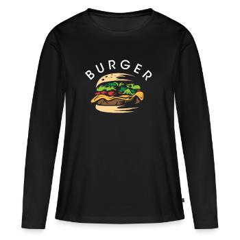 Burger Symbol Logo Restaurant Bar Bistro Équipe - T-shirt manches longues Premium bio Femme - noir - Devant - Julia (174cm)