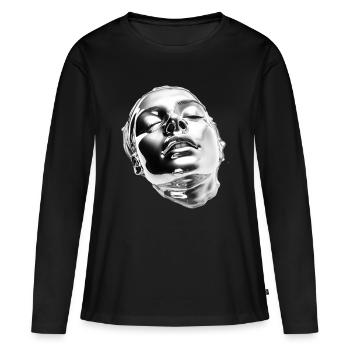 Portrait chromé liquide - T-shirt manches longues Premium bio Femme - noir - Devant - Julia (174cm)