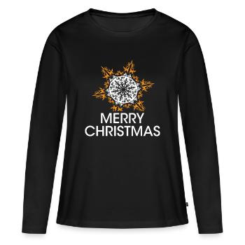 flocon de neige de Noël cristaux de Noël étoile icône - T-shirt manches longues Premium bio Femme - noir - Devant - Julia (174cm)