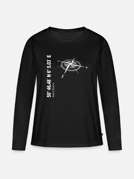 Koordinaten Aachen - Frauen Premium Bio Langarmshirt - Schwarz