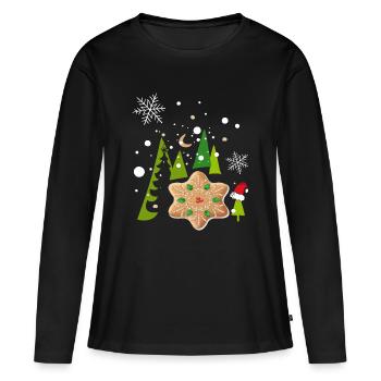 Advent, Pfefferkuchen, Kekse - Frauen Premium Bio Langarmshirt - Schwarz - Vorne - Julia (174cm)