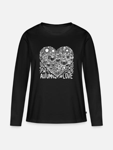 Autumn love - Frauen Premium Bio Langarmshirt - Schwarz
