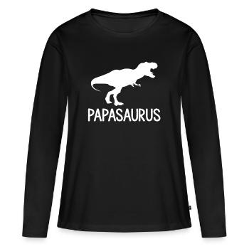 T shirt humoristique papasaurus - T-shirt manches longues Premium bio Femme - noir - Devant - Julia (174cm)