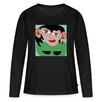 Femme aux cheveux noirs - T-shirt manches longues Premium bio Femme - noir - Devant - Julia (174cm)