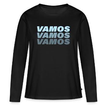 VAMOS - Frauen Premium Bio Langarmshirt - Schwarz - Vorne - Julia (174cm)