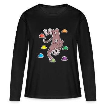 Affe Felsklettern Klettern - Frauen Premium Bio Langarmshirt - Schwarz - Vorne - Julia (174cm)