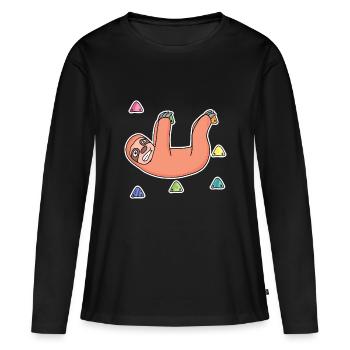Faultier Felsklettern Klettern - Frauen Premium Bio Langarmshirt - Schwarz - Vorne - Julia (174cm)