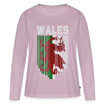 Flagge von Wales, walisischer Stolz - Frauen Premium Bio Langarmshirt - Altrosa - Vorne - Julia (174cm)