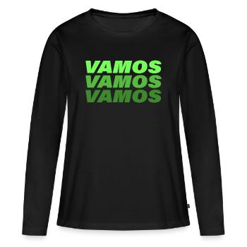 VAMOS - Frauen Premium Bio Langarmshirt - Schwarz - Vorne - Julia (174cm)
