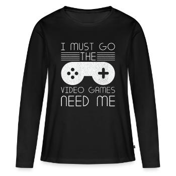 Must Go Jeux vidéo Need Me Video Gamer - T-shirt manches longues Premium bio Femme - noir - Devant - Julia (174cm)