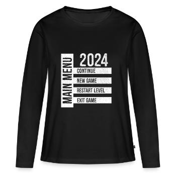 Hauptmenü Fortsetzen Neues Spiel Neustart Level beenden - Frauen Premium Bio Langarmshirt - Schwarz - Vorne - Julia (174cm)
