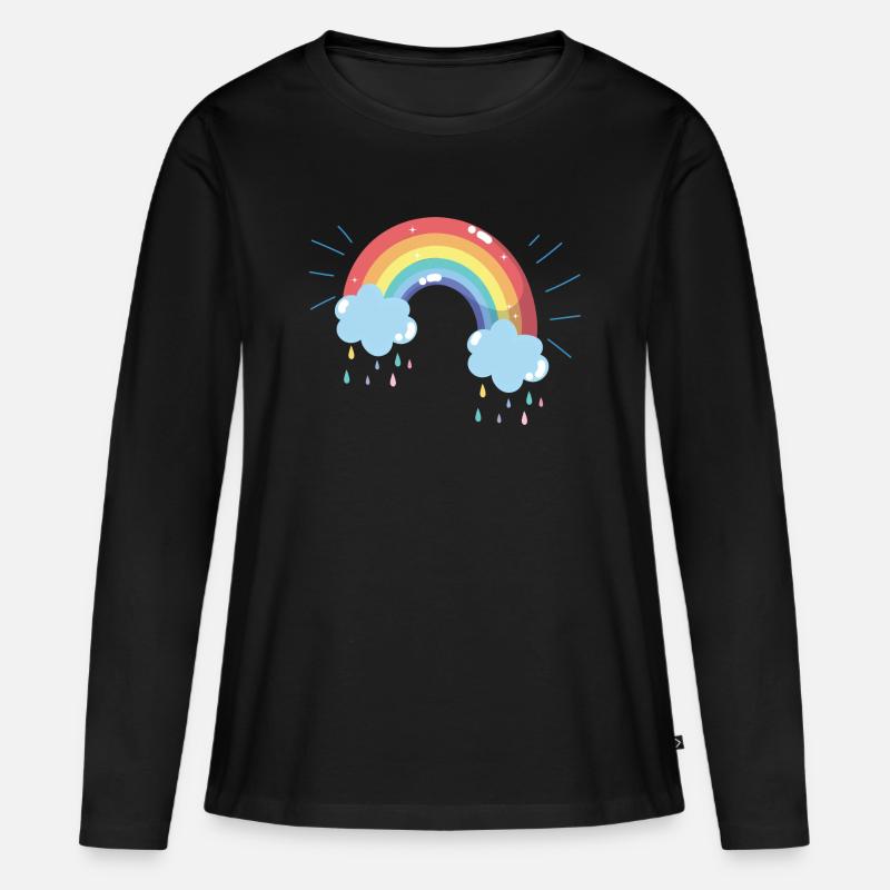 Pastel Rainbow Raincloud Arc - Women's Premium Organic Long Sleeve Shirt - black