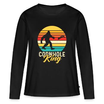 Cornhole King Sasquatch sacs à lancer Jeu - T-shirt manches longues Premium bio Femme - noir - Devant - Julia (174cm)