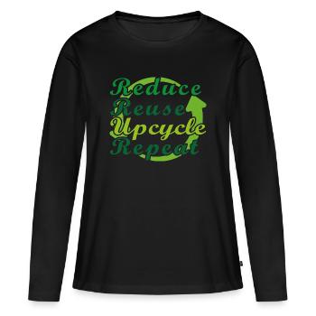 Reduce Reuse Upcycle Repeat - Frauen Premium Bio Langarmshirt - Schwarz - Vorne - Julia (174cm)
