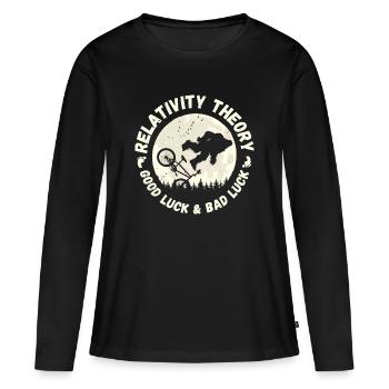 Théorie de la relativité - Bonne chance et malchance - T-shirt manches longues Premium bio Femme - noir - Devant - Julia (174cm)
