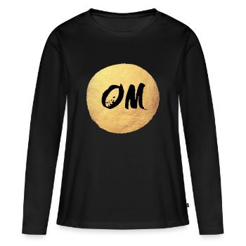 Cercle de Yoga Om Méditation Relaxation - T-shirt manches longues Premium bio Femme - noir - Devant - Julia (174cm)