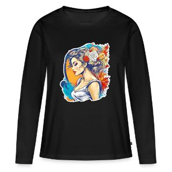 Mariée - T-shirt manches longues Premium bio Femme - noir - Devant - Julia (174cm)