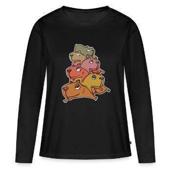 Capybara Tas de Capybara - T-shirt manches longues Premium bio Femme - noir - Devant - Julia (174cm)