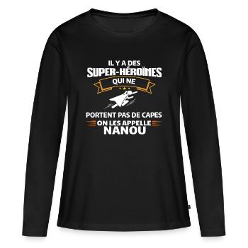 Super-Héroïnes Nanou Superpower Illustration - T-shirt manches longues Premium bio Femme - noir - Devant - Julia (174cm)