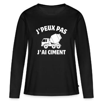 ciment, engin de chantier, chantier - T-shirt manches longues Premium bio Femme - noir - Devant - Julia (174cm)