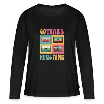 60 ans de cassette musicale anniversaire rétro nostalgie 1963 - T-shirt manches longues Premium bio Femme - noir - Devant - Julia (174cm)