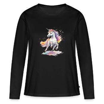 tanzendes Einhorn - Frauen Premium Bio Langarmshirt - Schwarz - Vorne - Julia (174cm)