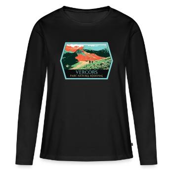 Randonnée Parc Naturel Vercors: Aventure Naturelle - T-shirt manches longues Premium bio Femme - noir - Devant - Julia (174cm)