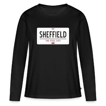 Panneau de la ville de Sheffield - T-shirt manches longues Premium bio Femme - noir - Devant - Julia (174cm)