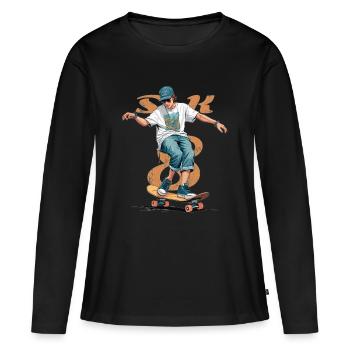 Skater Boy - Frauen Premium Bio Langarmshirt - Schwarz - Vorne - Julia (174cm)