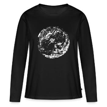 Cercle | L’art | Lune | L’amour de la vraie lune - T-shirt manches longues Premium bio Femme - noir - Devant - Julia (174cm)