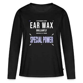 Oreille Docteur Oreilles Cérumen Cadeau Drôle - T-shirt manches longues Premium bio Femme - noir - Devant - Julia (174cm)