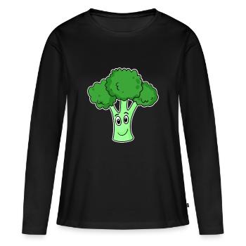 Brocoli Légumes - T-shirt manches longues Premium bio Femme - noir - Devant - Julia (174cm)