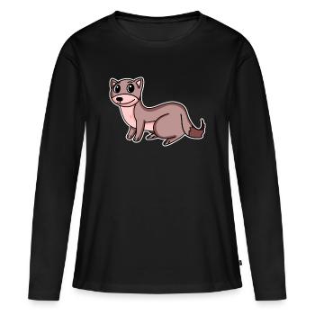 Motif de belette - T-shirt manches longues Premium bio Femme - noir - Devant - Julia (174cm)