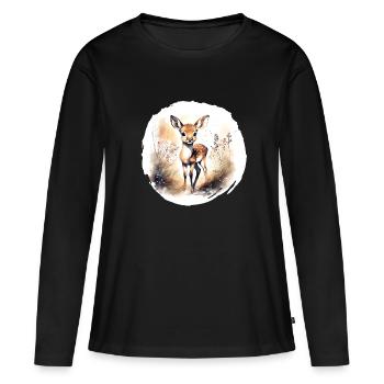 Aquarelle fauve - T-shirt manches longues Premium bio Femme - noir - Devant - Julia (174cm)
