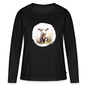 Lamm Aquarell - Frauen Premium Bio Langarmshirt - Schwarz - Vorne - Julia (174cm)