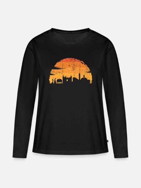 Sunset Skyline Silhouette - Women's Premium Organic Long Sleeve Shirt - black