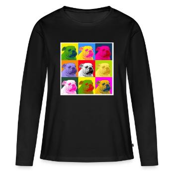 A bulldog - T-shirt manches longues Premium bio Femme - noir - Devant - Julia (174cm)