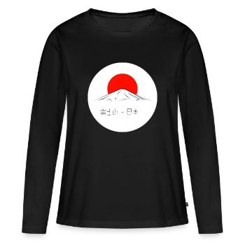 Mont Fuji sur soleil levant - T-shirt manches longues Premium bio Femme - noir - Devant - Julia (174cm)