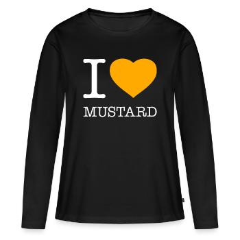 J’AIME LA MOUTARDE Senf - T-shirt manches longues Premium bio Femme - noir - Devant - Julia (174cm)