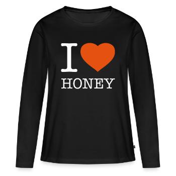 J’AIME LE MIEL - T-shirt manches longues Premium bio Femme - noir - Devant - Julia (174cm)