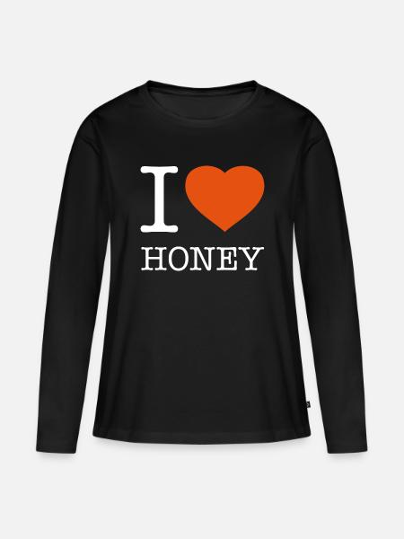 I LOVE HONEY - Frauen Premium Bio Langarmshirt - Schwarz