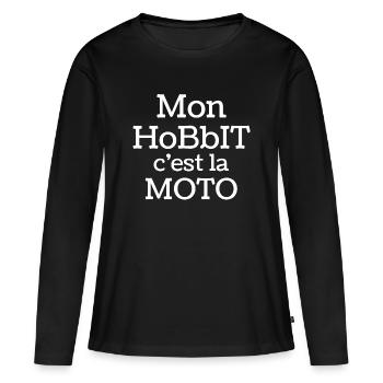 moto, motard, chopper - T-shirt manches longues Premium bio Femme - noir - Devant - Julia (174cm)