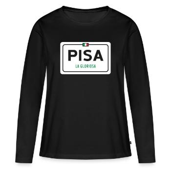 Panneau de la ville de Pise - T-shirt manches longues Premium bio Femme - noir - Devant - Julia (174cm)